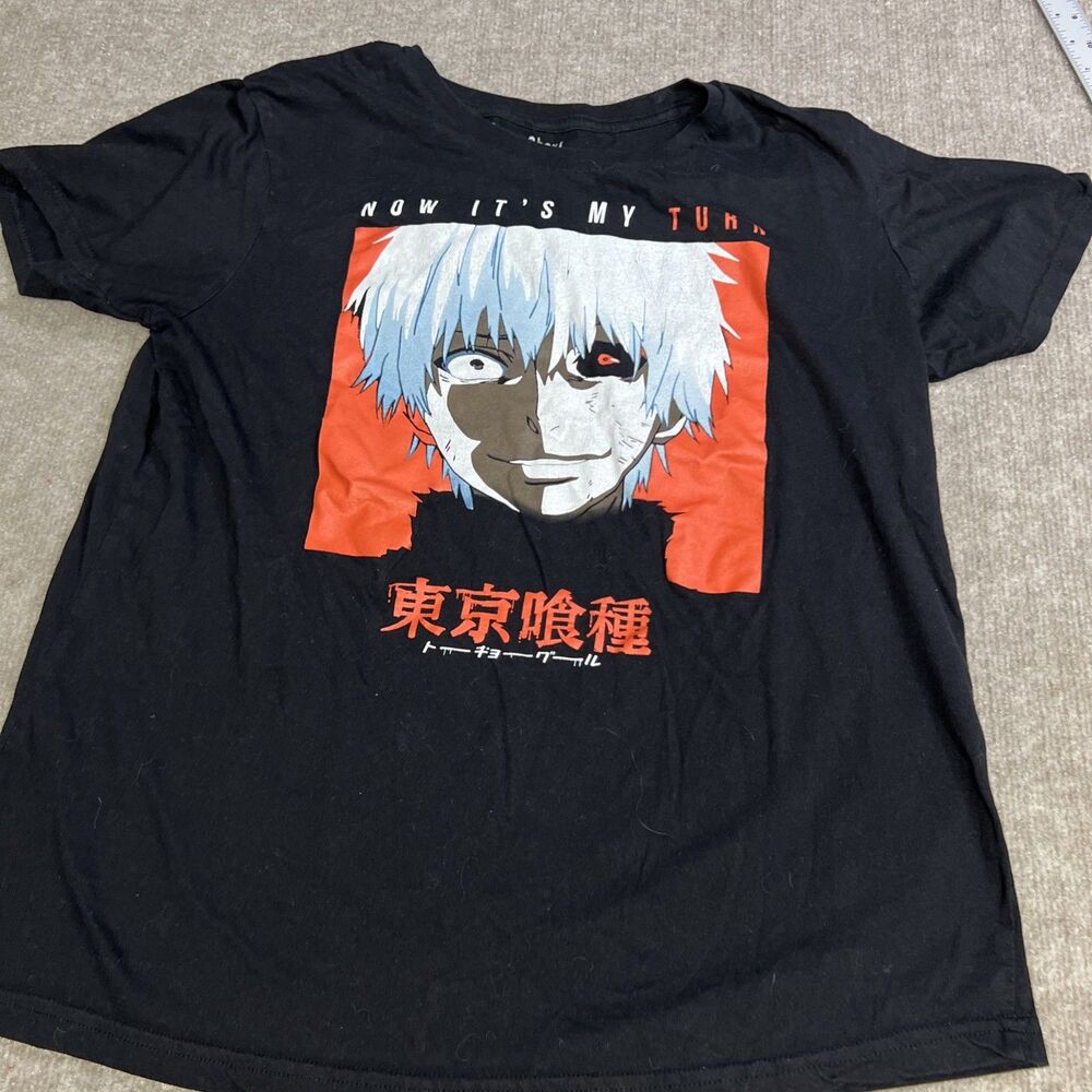 Tokyo Ghoul Ken Kaneki T-Shirt Large Black‎ Anime Graphic Tee Funimation Adult